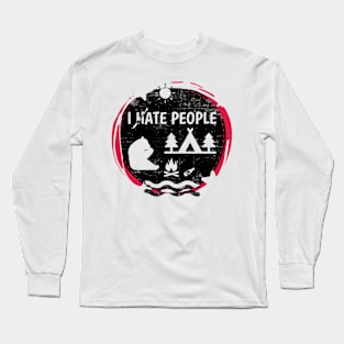 Camping Hiking I Hate People I Ate People Funny Bear T shirt Long Sleeve T-Shirt